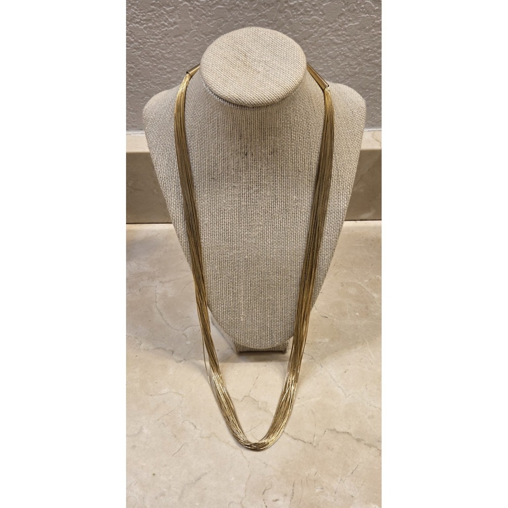 Vtg Liquid Silver Navajo Heishi‎ 30 Strand Sterling Silver Vermeil Necklace 30" - Picture 3 of 8